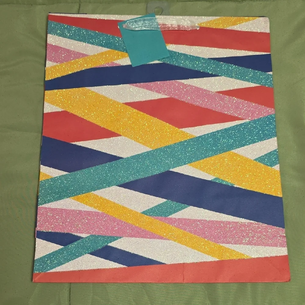 Colorful Floral & Stripe Gift Bags - Set of 15 Patterned Bags